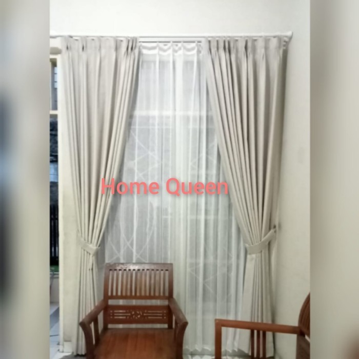 Gorden blackout 90% import tebal Putih elegance 100X270