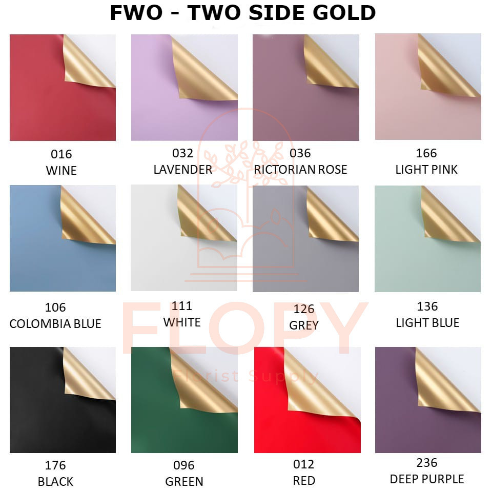 

5 lembar 2 Side gold flower wrap/kertas bunga/ cellophane - FWO