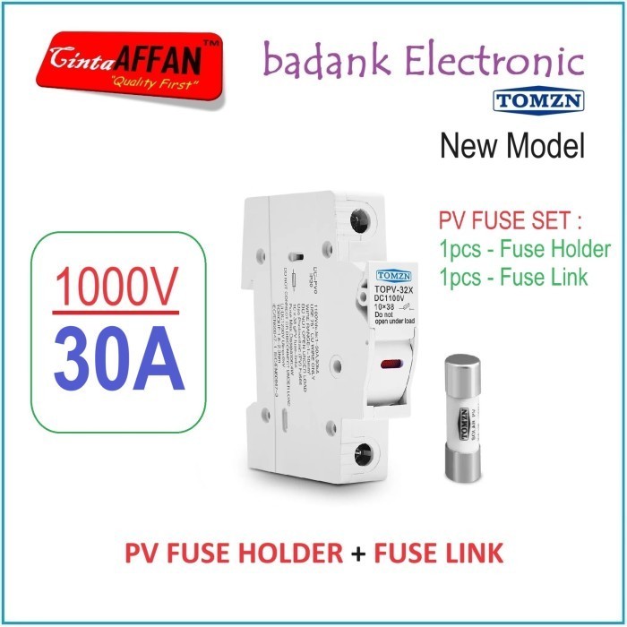 

DS99 [30A] Solar PV Fuse Holder DC 1000V with Fuses 30A Solar Panel Surya