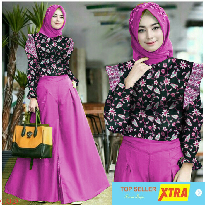 Pusat Baju KULOT RAYA Batik FANTA SL Setelan Celana wanita Batik pink fanta Supliyer Fashion