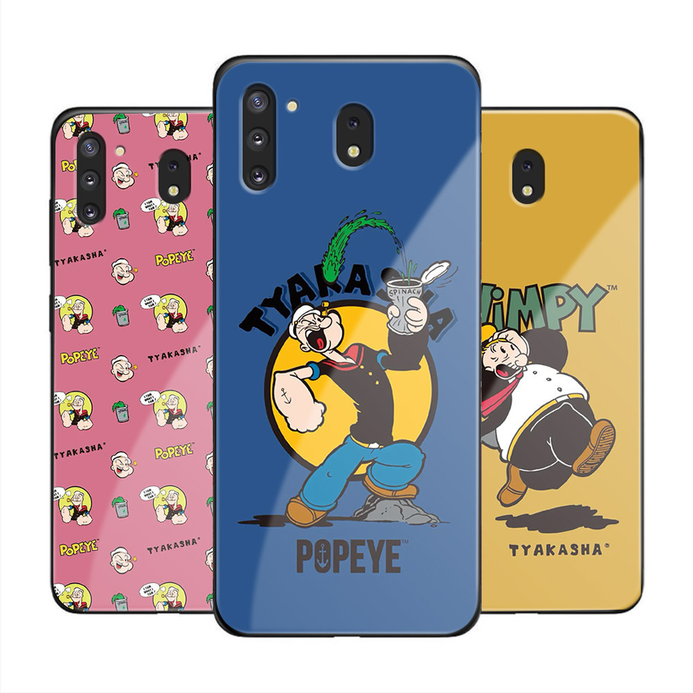Untuk Samsung Galaxy Note 9 10 Plus Luxury Soft Edge Anime Popeye Glossy Casing Tempered Glass Shock