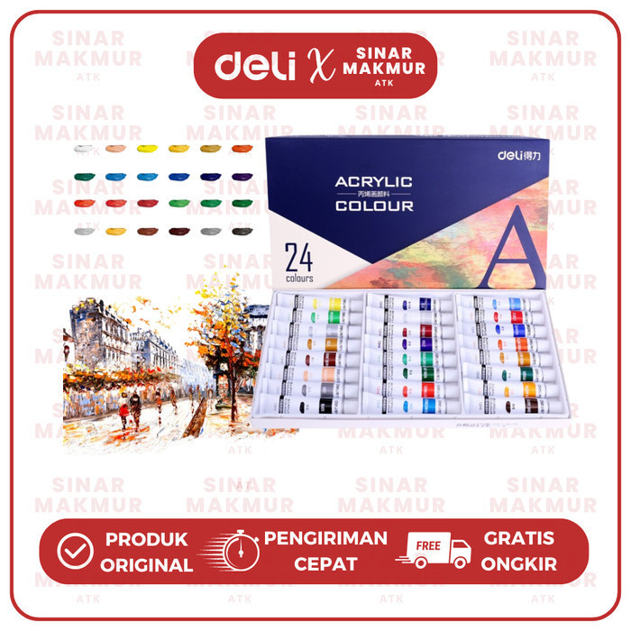 

Acrylic Paint/Cat Akriliki 12ml Tube 24 Warna Deli 73858 (Set)