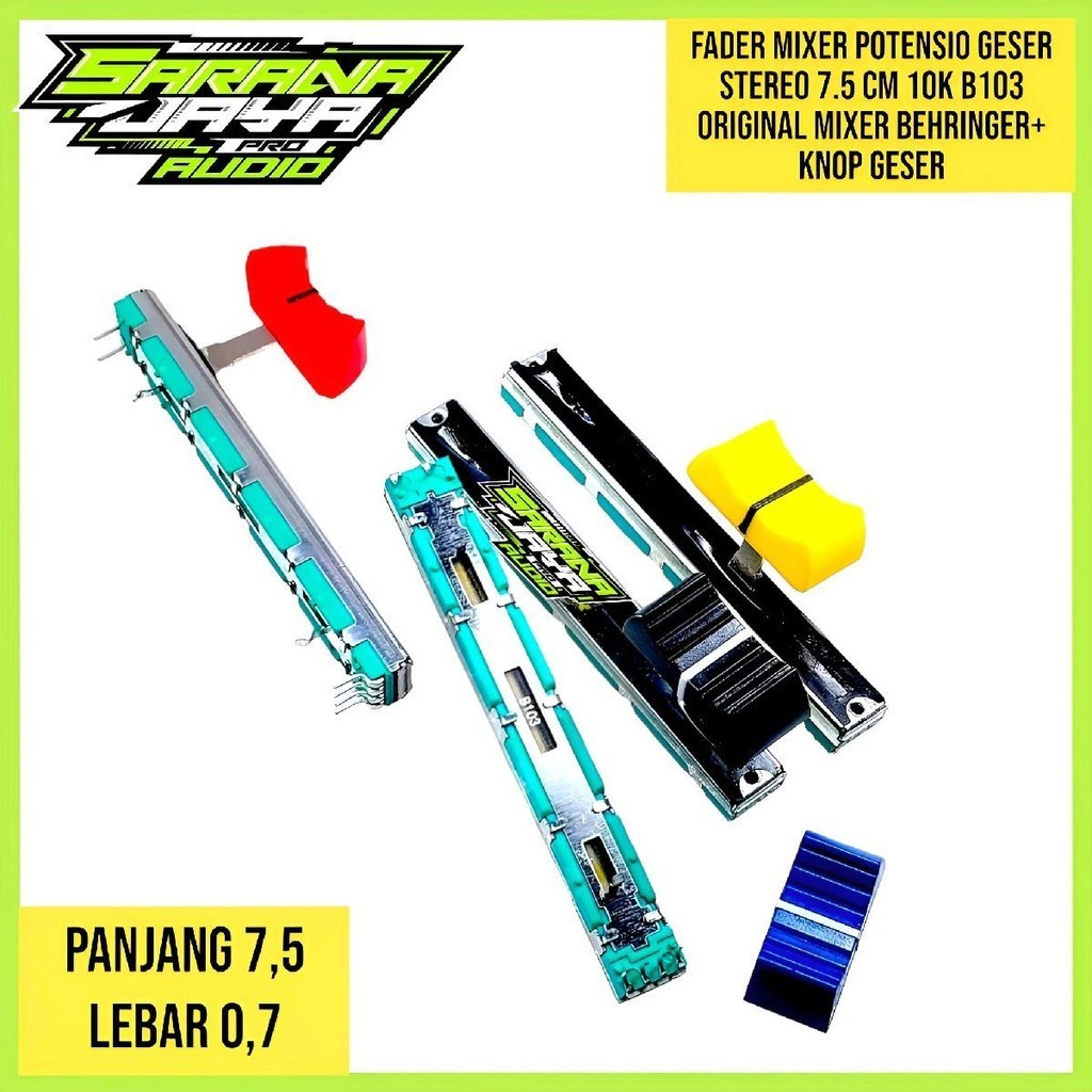 Fader Mixer Potensio Geser Stereo 7.5 cm 10k B103 Original Mixer BEHRINGER +knop geser