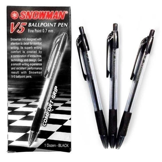 

promo ✨ -PEN / PULPEN SNOWMAN V5 0.7MM 1 LUSIN - Hitam