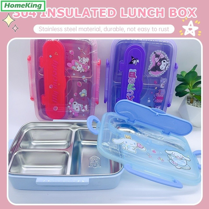 Kotak Makan Siang Stainless Steel Sanrio Kartun Anak-Anak/Kotak Makan Siang Kompartemen Siswa/Kotak 