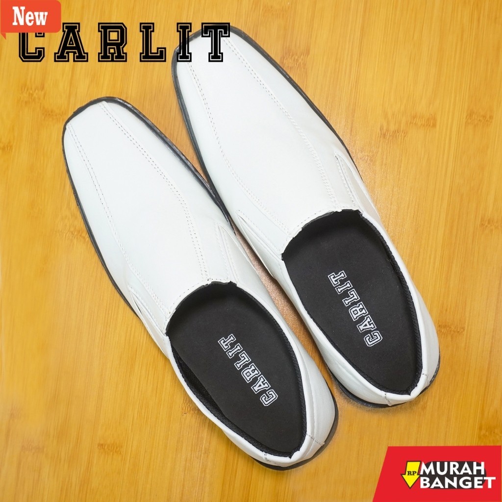 sepatu pantofel pria keren Sepatu Pantofel Pria Original MDT 05 Putih CARLIT Bisa Untuk Perawat Atau