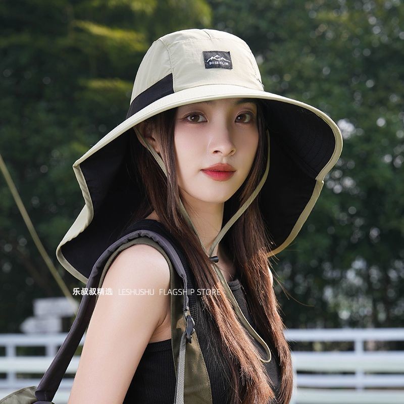 baru Topi Matahari Musim Panas Topi Matahari UV Topi Selendang Terintegrasi Topi Ember Luar Ruangan 