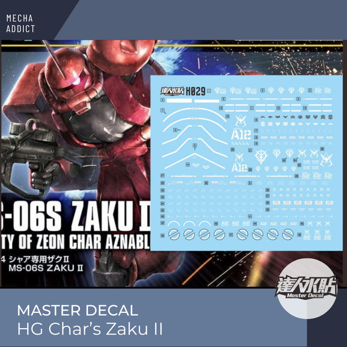 Water Slide Decal HG Char Zaku II by Master Decal