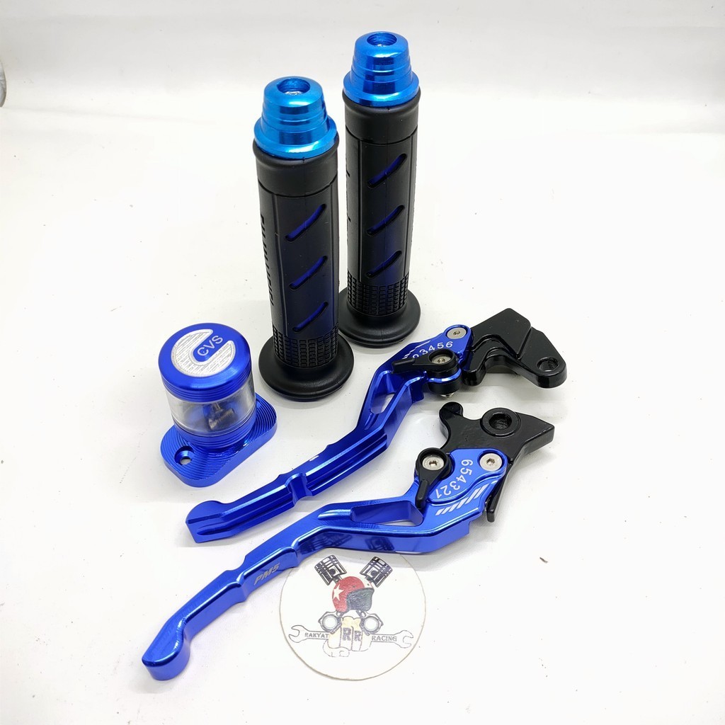 Handle sisik stelan+ handgrip domino bintik+ jalu stang cnc model lancip+ stempel kaca/tabung minyak