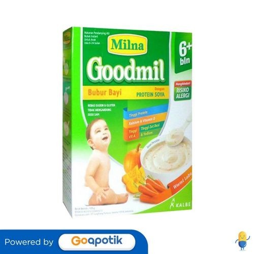 Milna Goodmil Bubuk Instan Untuk Bayi 6 Bulan Ke Atas Rasa Wortel Labu 120 Gram Dus