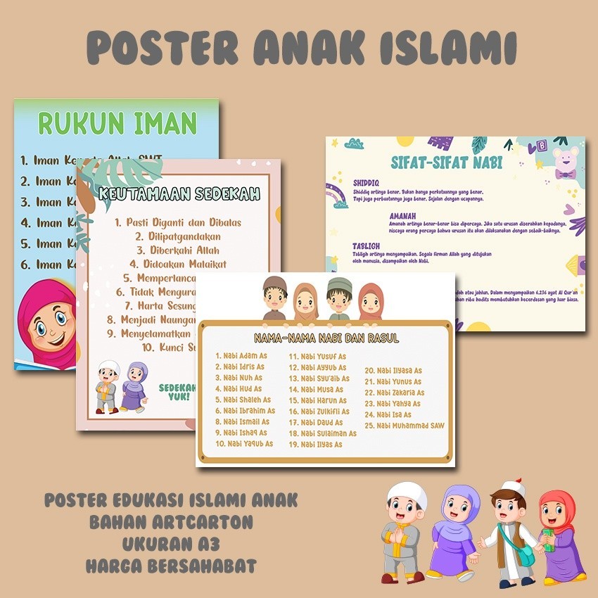 

Perlengkapan sekolah POSTER DINDING EDUKASI ANAK ISLAMI MURAH MERIAH BERKUALITAS A3