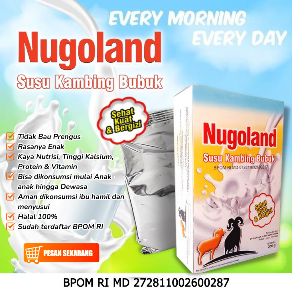

Susu Kambing Bubuk NUGOLAND 200 gram Ath-Thoifah Asli Bukan Etawa Goat Milk