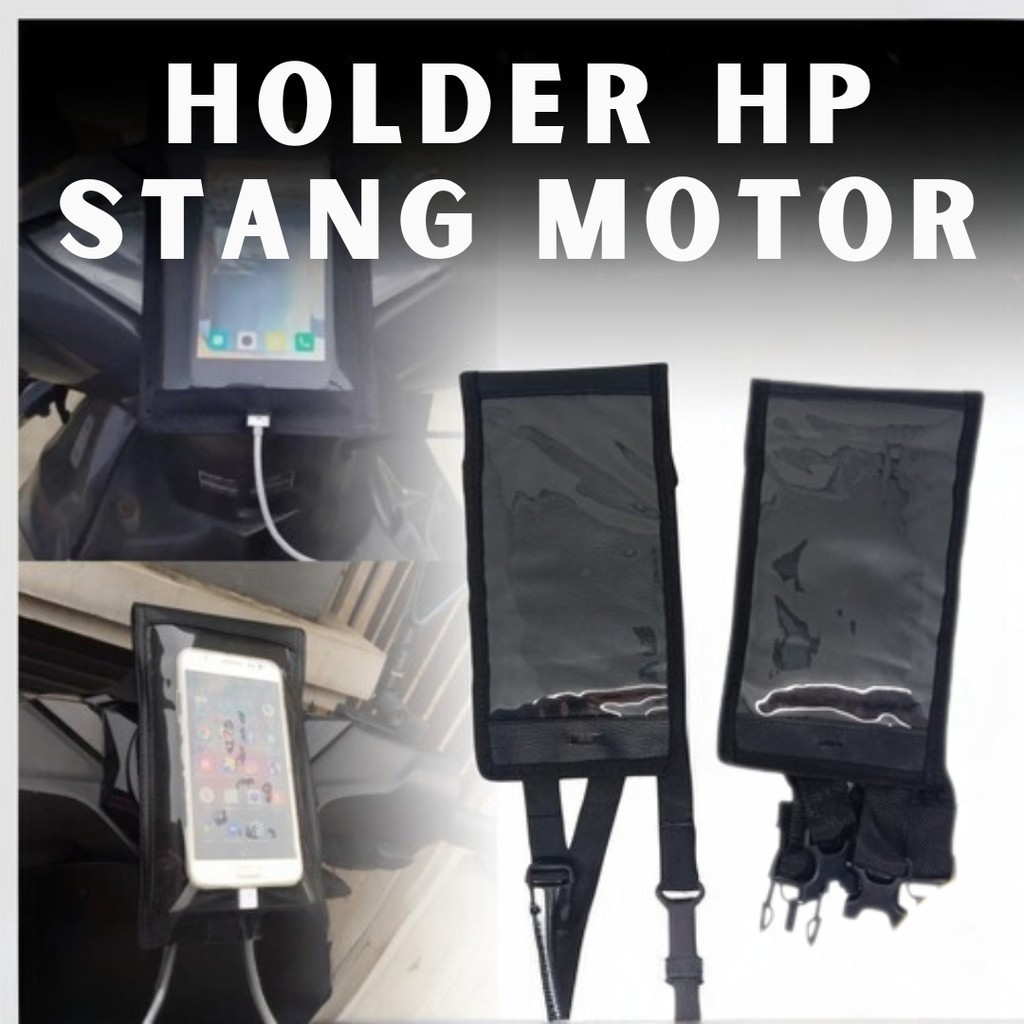 Holder Hp Motor Kain Kulit Tas Cover Pelindung Handphone Stang Setang Sepeda Motor Pengaman Ponsel O
