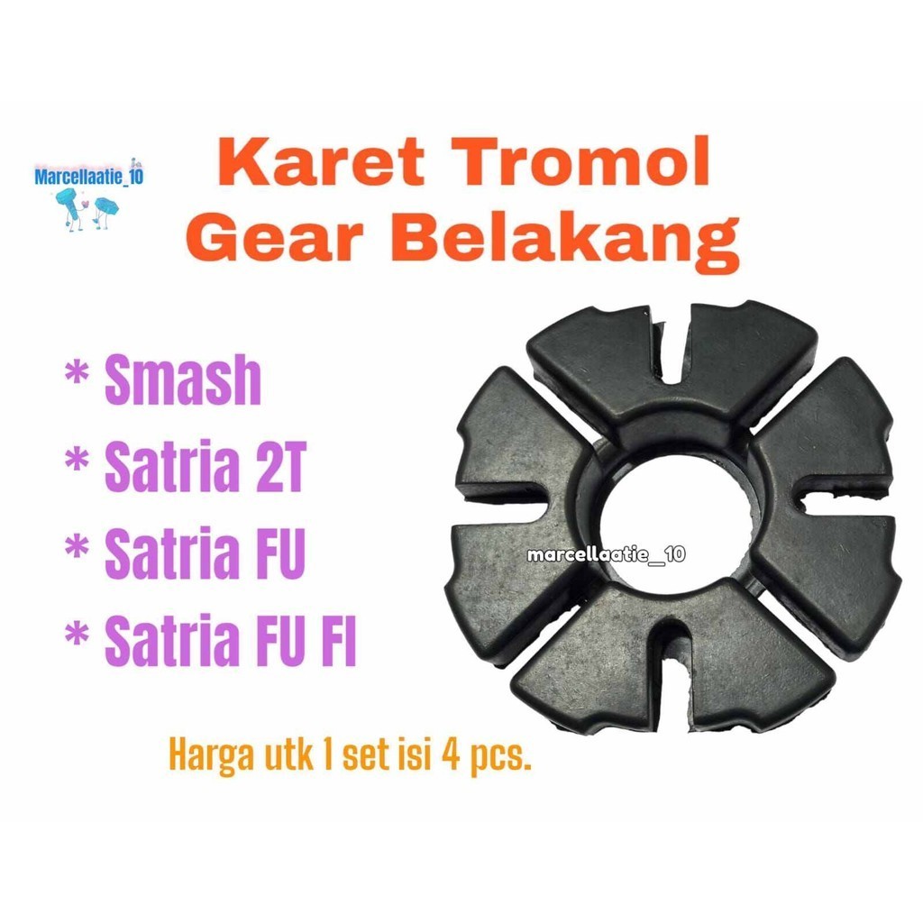 1 SET KARET TROMOL GEAR RODA BELAKANG MOTOR SUZUKI SMASH SATRIA 2T SATRIA FU SATRIA FU FI karet damp