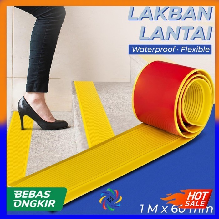 

Lakban Lantai Tangga Anti Slip Tape Waterproof Flexible 1M 60mm - Kuning