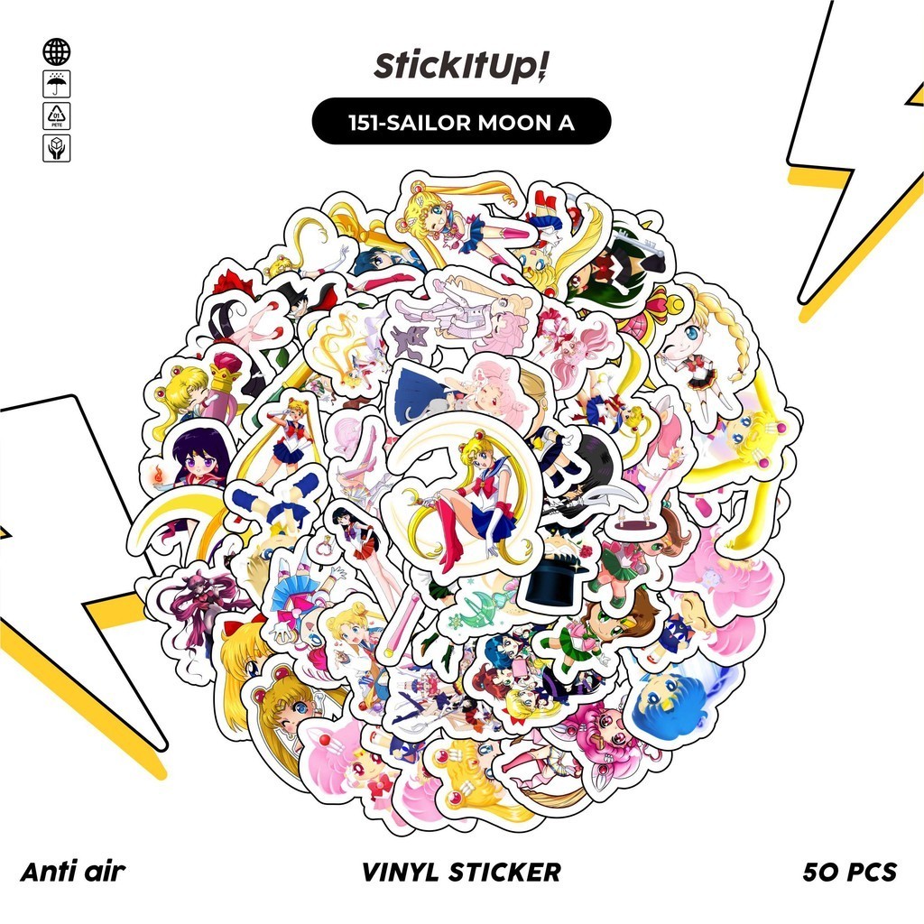 

COD✨ 50 Pcs Stiker Pack Motif Anime Sailor Moon Lucu Aesthetic Vynil Waterproof untuk Freebies Sticker Buku Journal Casing HP Laptop