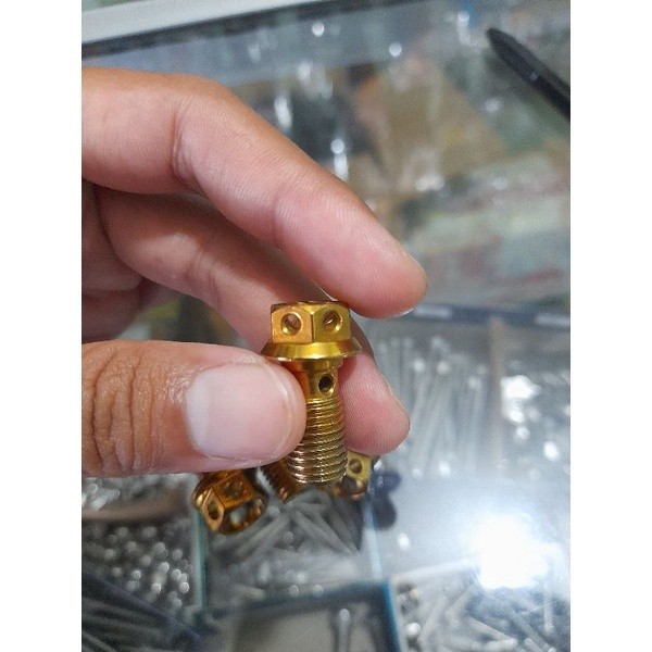 probolt baut banjo selang rem drat kasar warna gold variasi