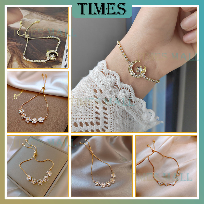 Jewelry Gelang Serut Titanium Fashion Korea/Jewelry Gelang Serut Wanita Bintang Bulan/Gelang Hati La