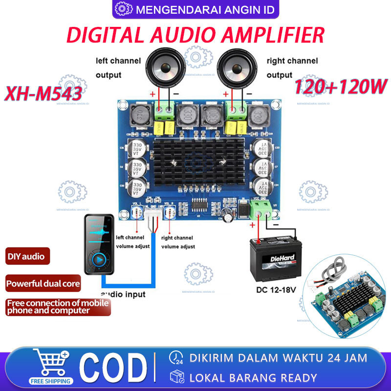 XH-M543 ORIGINAL IC 32P Stereo High Power TPA3116D2 M543 Class D 12-24vdc audio power amplifier 2x15