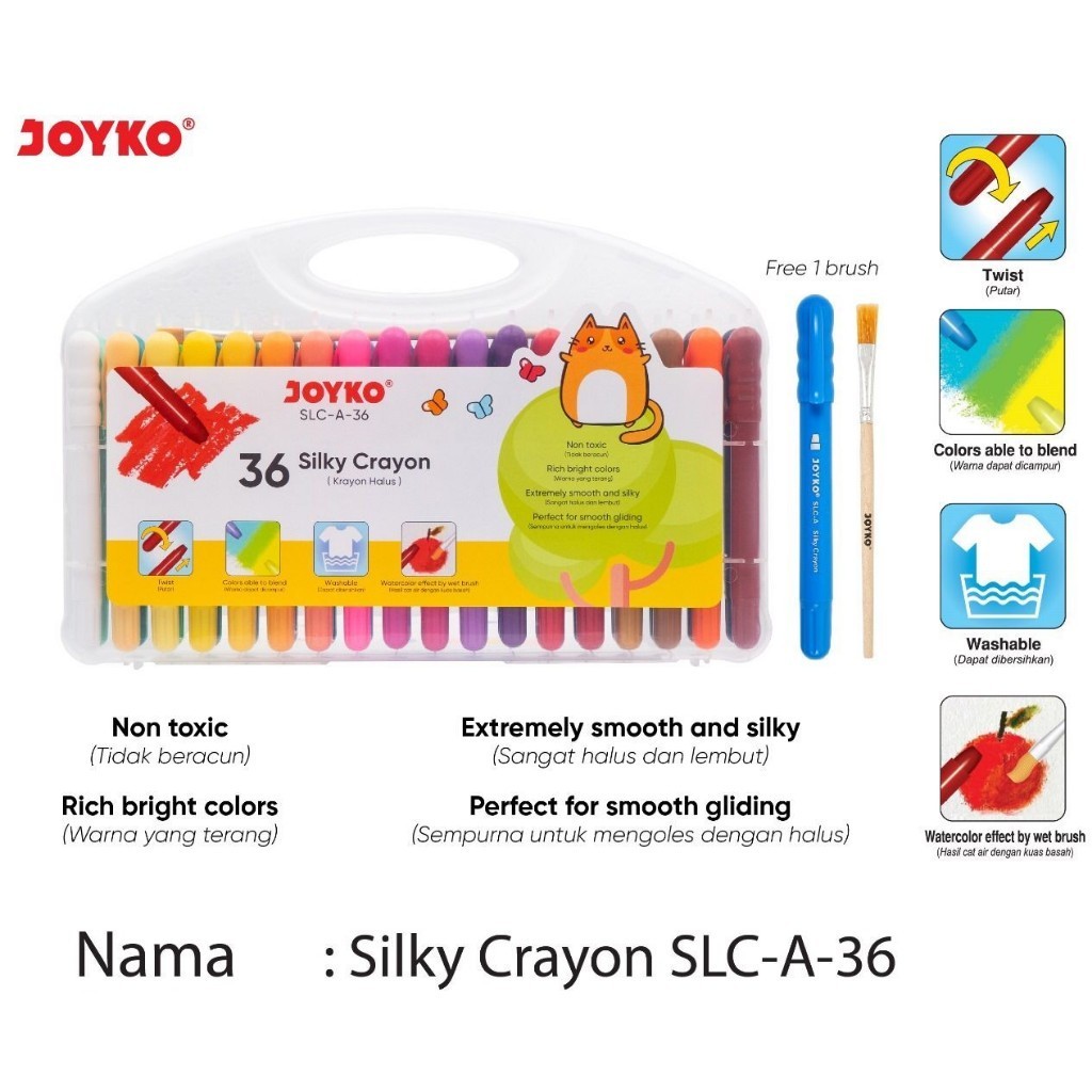 

HJK Silky Crayon Krayon Halus Joyko SLC-A Warna Colors