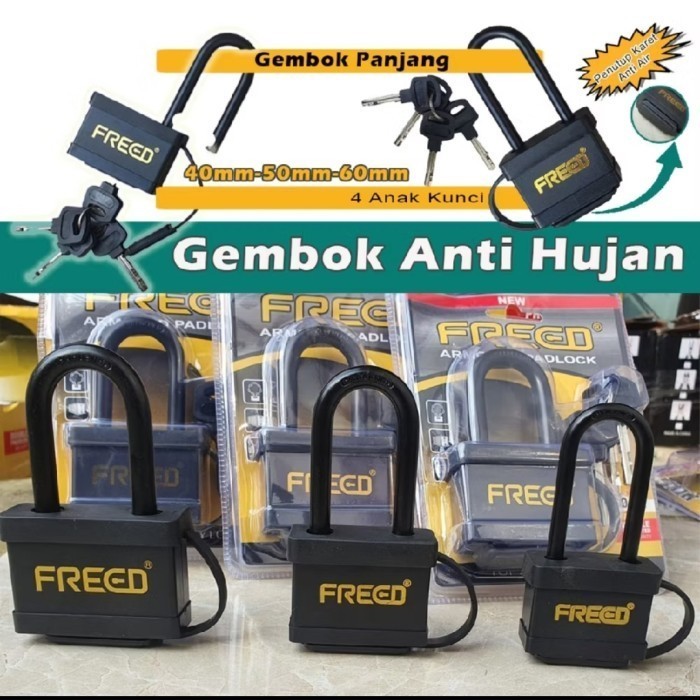 Gembok Anti Air Freed Leher Panjang Gembok Pagar Gembok Rumah Waterproof Leher Panjang - FREED