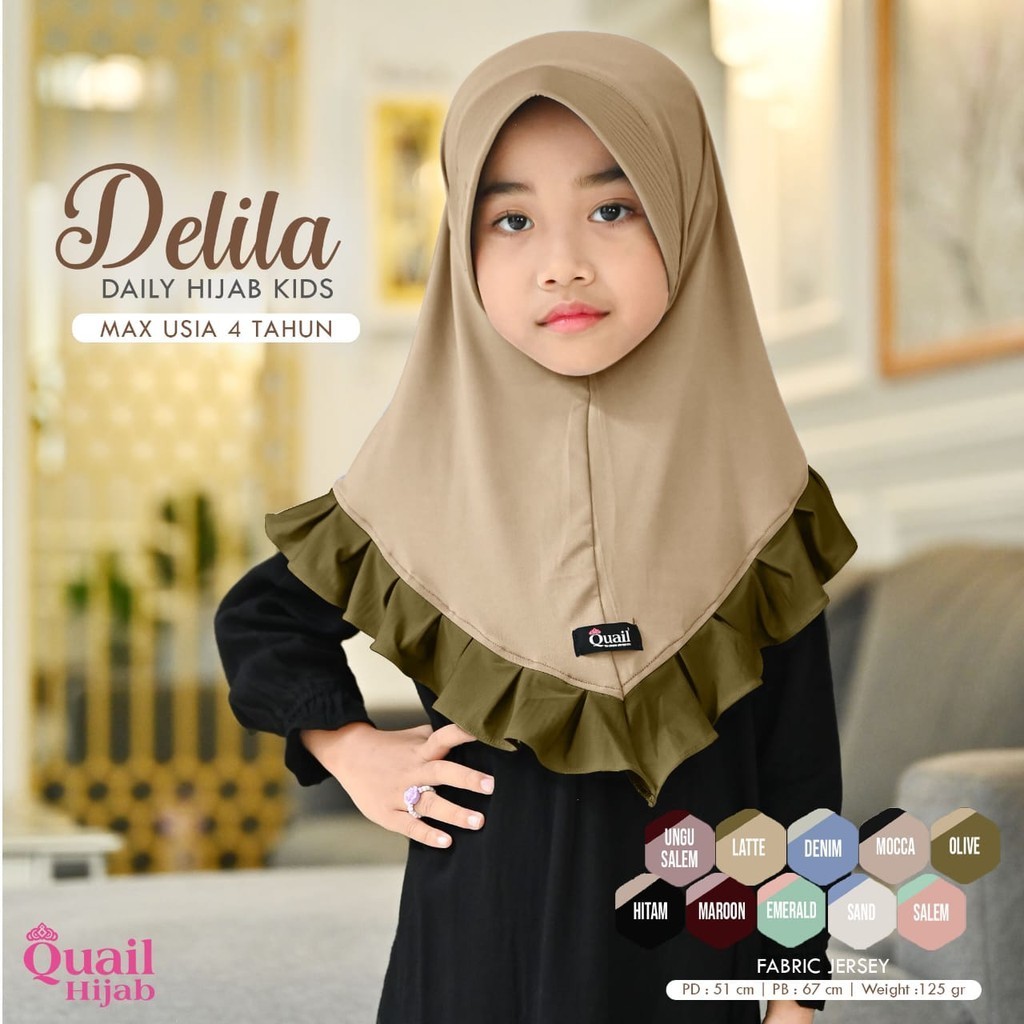 Delila Jilbab anak Original Quail Hijab Wanita Jersey