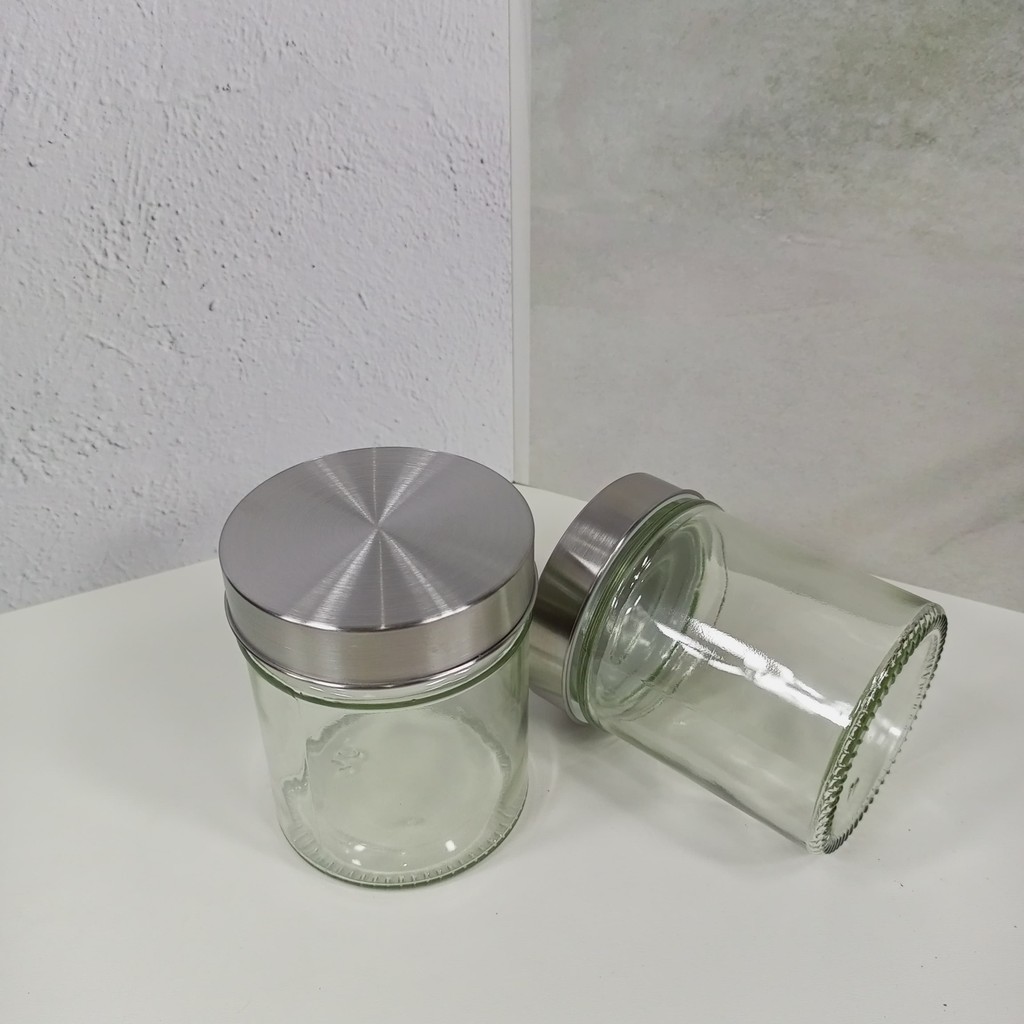 TOPLES KACA TEMPAT BUMBU BUBUK SERBAGUNA TOPLES KACA KECIL SERBAGUNA TUTUP STAINLESS STEEL