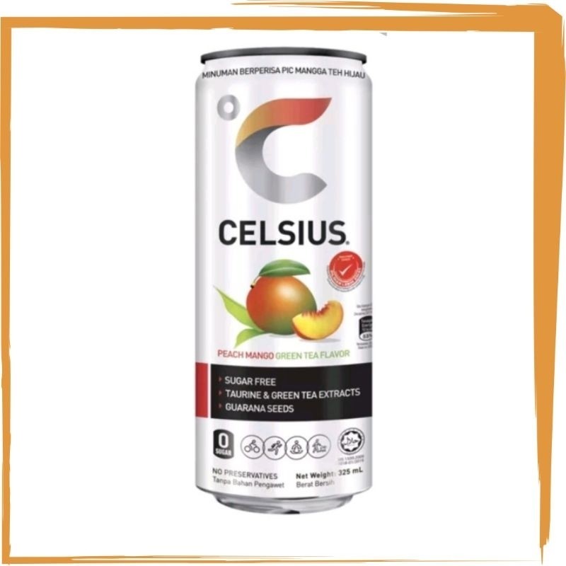 

Celsius Energy Drink 325. Sugar Free. Peach Mango Green Tea