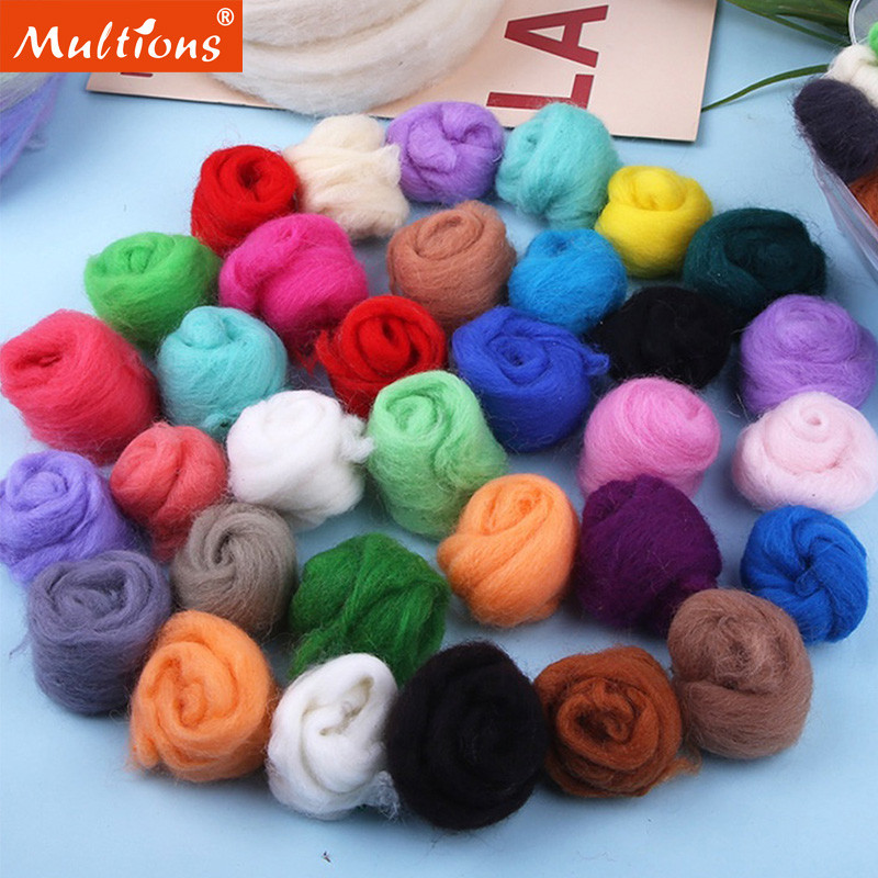 

10g Spinning Wool Roving for Needle Felting Multicolor Wool Fiber Felt Fabric Felt Craft Toys Handmade DIY Toy Dolls