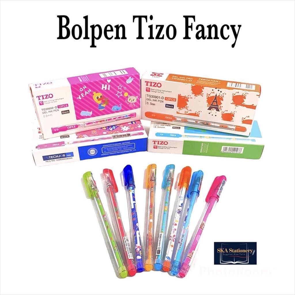 

Bolpen/Ballpoint/Pulpen/Ballpen Gel Tizo Karakter Fancy Lucu Hitam (Lusin)