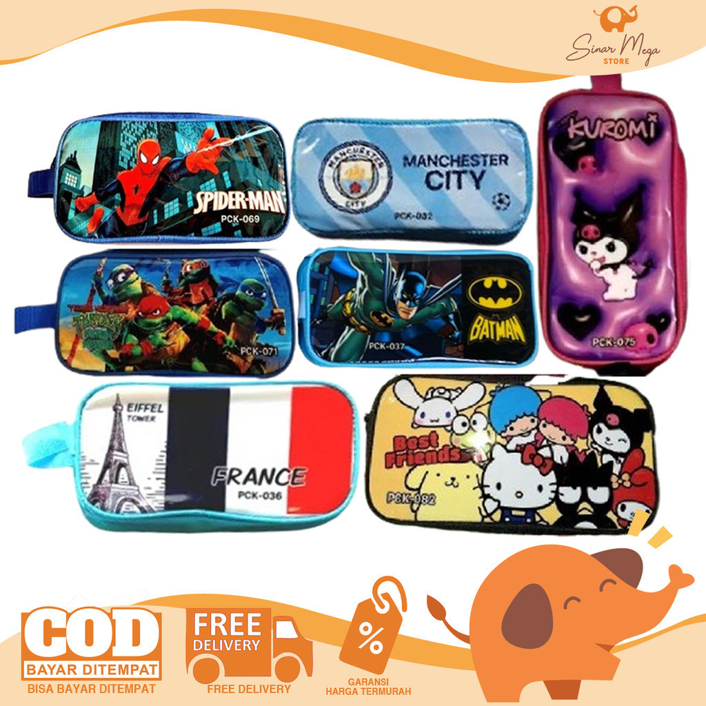 

Pencil Case Kain PCK Tempat Pensil Alat Tulis Motif Cewe Cowo Sanrio Kuromi Super Hero Murah