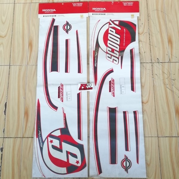 grafik graphic striping body bodi original ori honda scoopy scopy fi esp tahun 2015 2016 2017 merah 