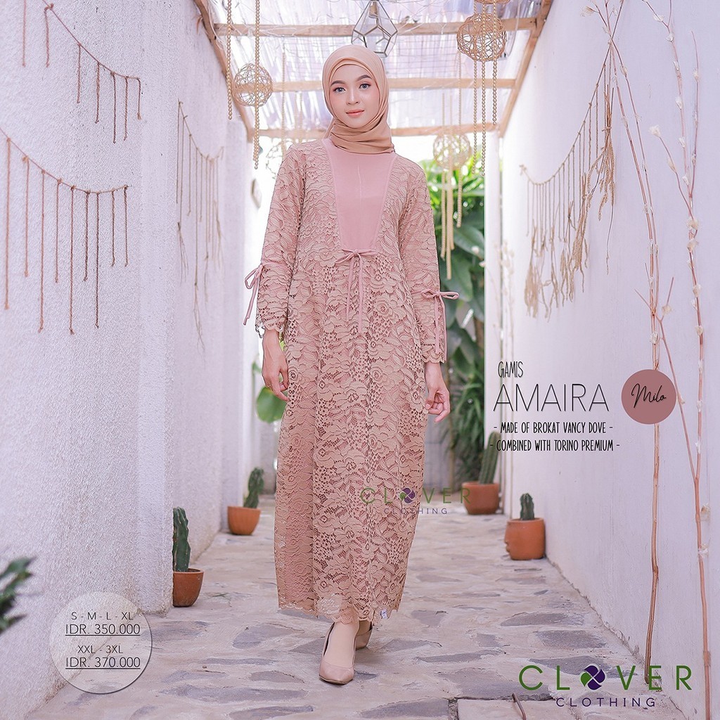 Kayssyari - Amaira Dress Muslimah Clover Clothing Gamis Brukat Torino Premium Original
