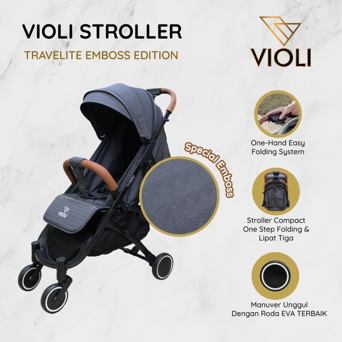 Violi Stroller Emboss Edition: Violi Travelite Emboss Gray - Stroller