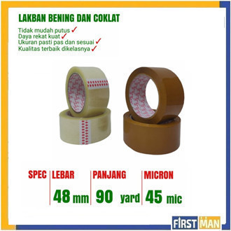 

Lakban Bening / Coklat 45 mm x 95 yard 45 micron - Firstman Store