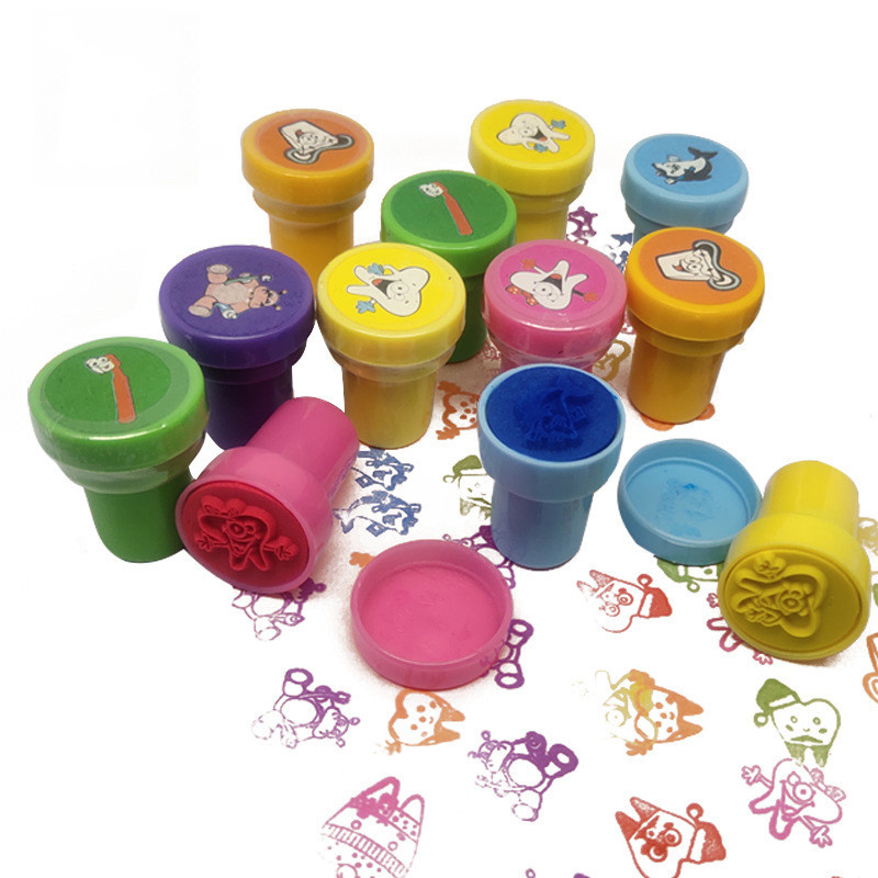 

6/12 PCS Teeth Stamp Cartoon Christmas Stamp Brushing Reminder Tool Bonus Tool Holiday Gift Dental Small Gift Health Care Toys