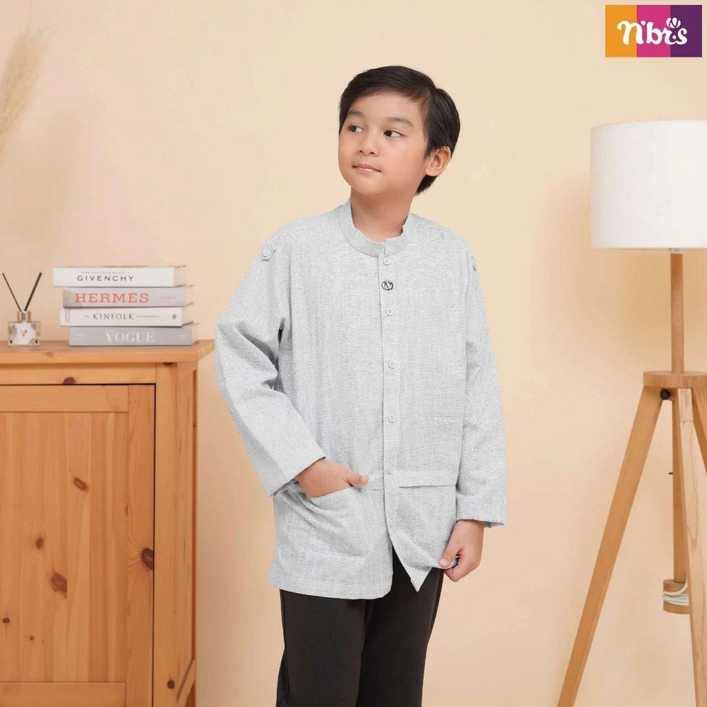 Nkca 003 Baju Atasan Muslim Koko Anak Laki Laki Bahan Mirabella Motif Polos by Nibras