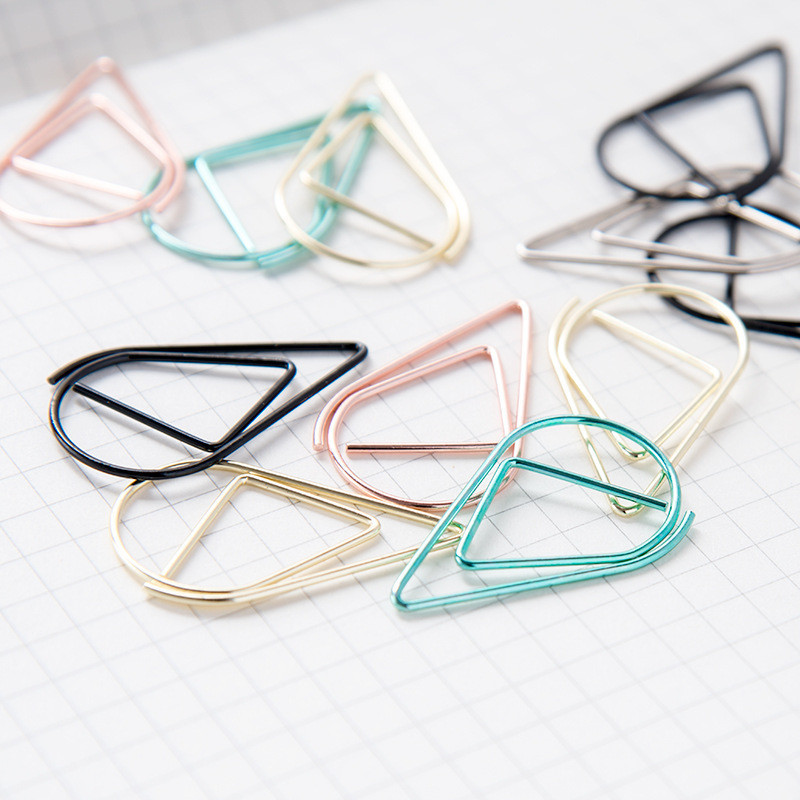 

30/50 Pieces Metal Material Drop Shape Paper Clips Gold Silver Color Kawaii Cute Bookmark Clip Stationery Office School Supplies