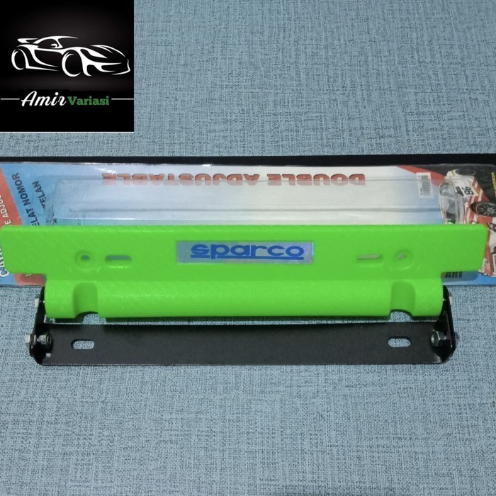 Tatakan dudukan tempat plat nomor mobil JDM hijau universal - Sparco Variasi