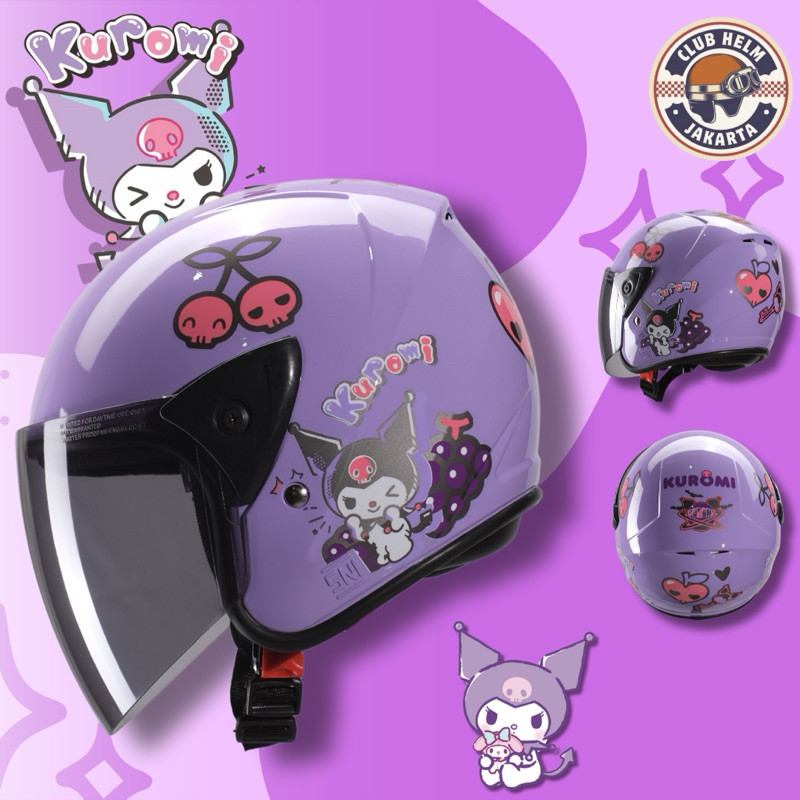 Helm Anak SNI Karakter Perempuan Cewe Nyaman Aman dan Ringan Kuromi My Melody Cinnamoroll