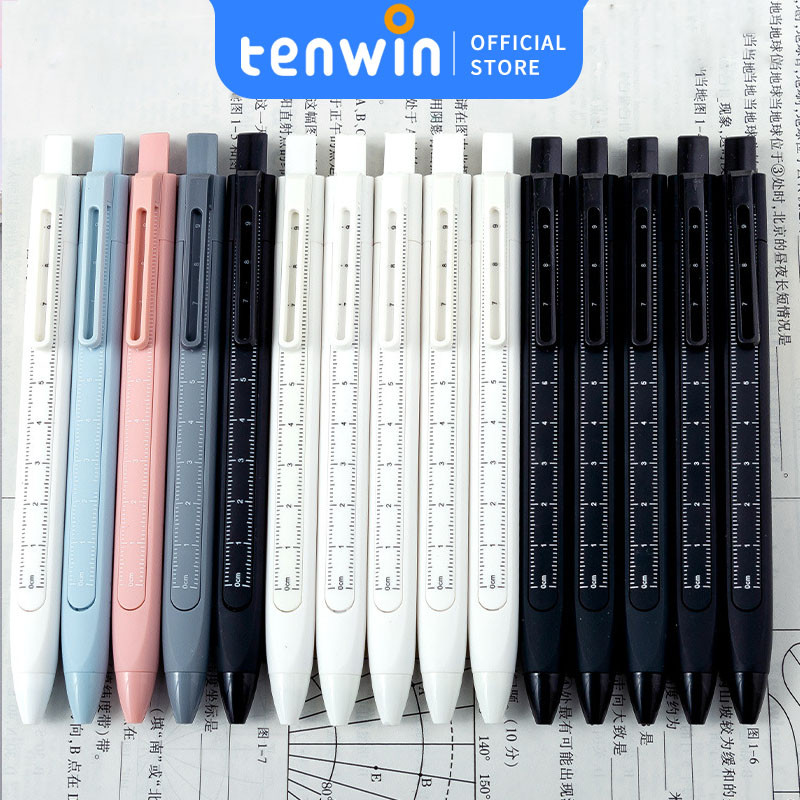 

Pulpen ins style dilengkapi dengan Penggarisampilan bagus dilengkapi dengan penggaris0.5mm Tinta Hitam-tenwin offical