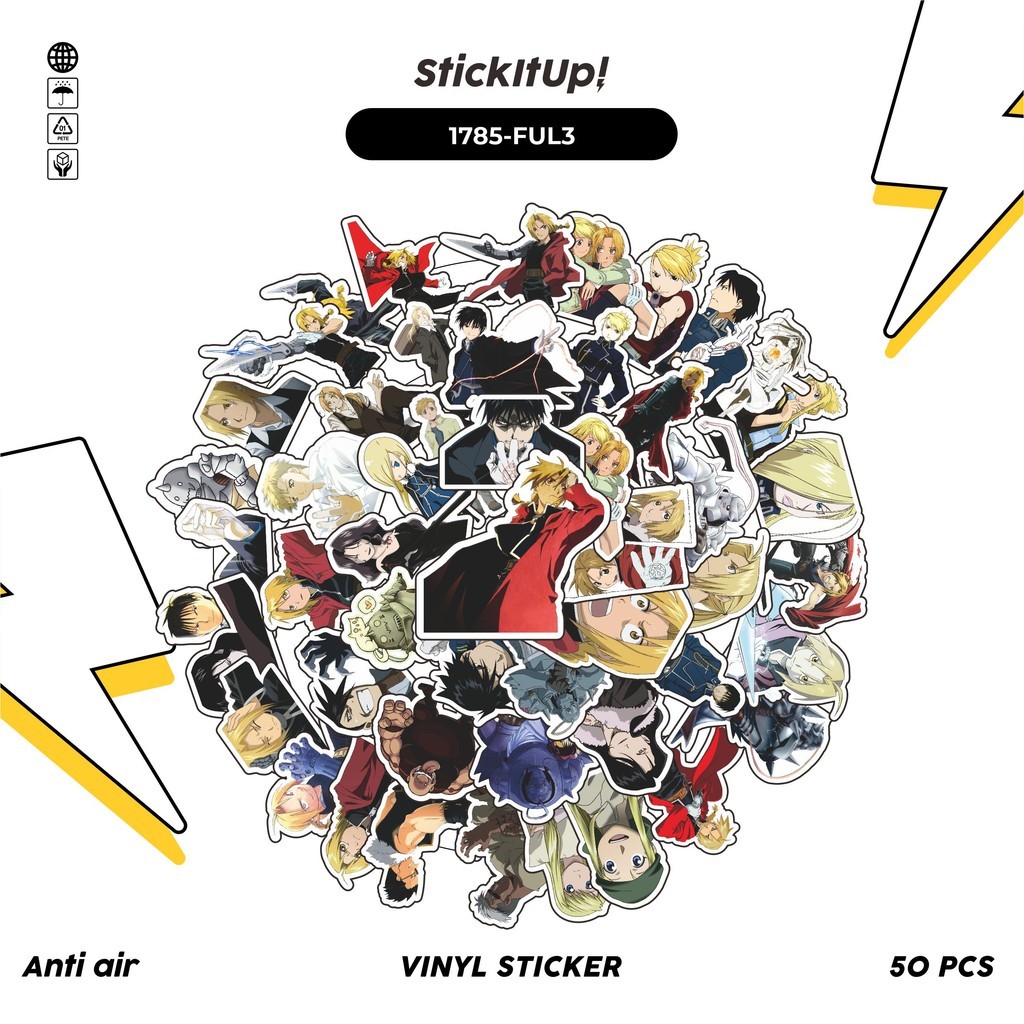 

COD✨ 50 Pcs Stiker FULL METAL ALCHEMIST CHARACTER MIX 03 Lucu Anti Air Untuk Dekorasi Notebook Sepeda Skateboard Handphone DIY