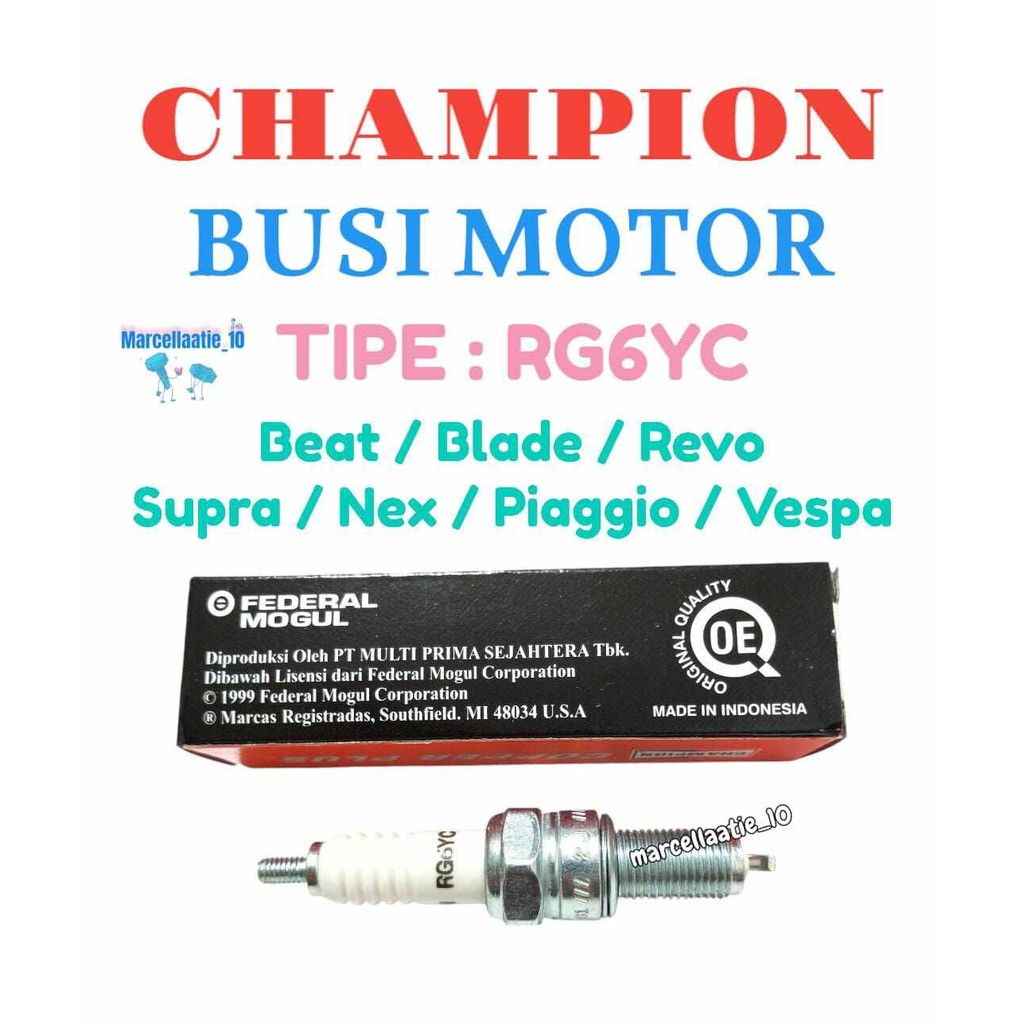 1 PCS BUSI CHAMPION RG6YC ORIGINAL BUSI MOTOR BEAT BLADE REVO SUPRA NEX PIAGGIO VESPA BUSI MOTOR MUR