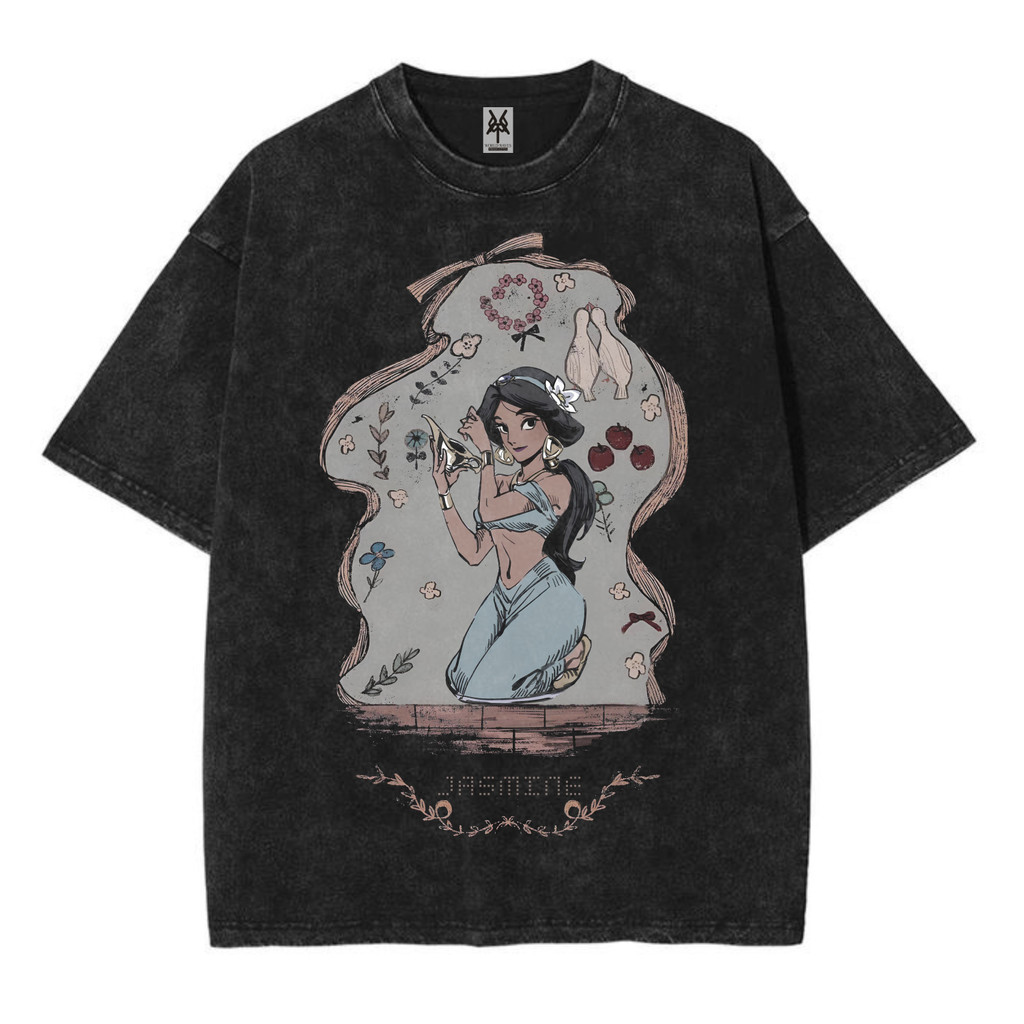 Kaos oversize princess jasmine disneyland washed washing vintage tee