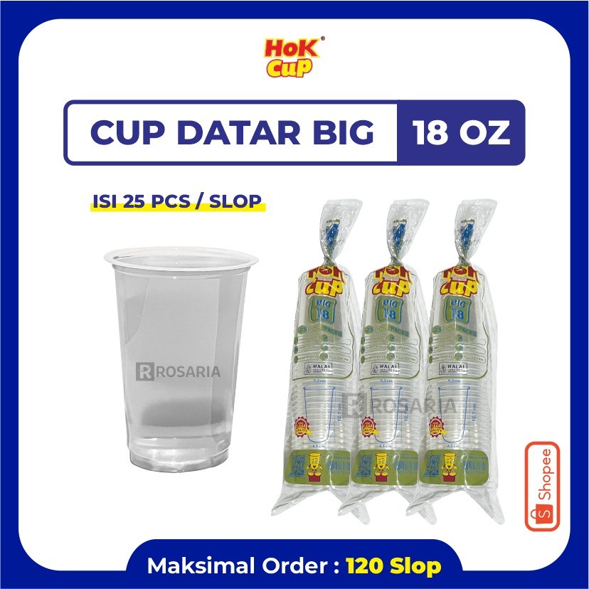 CUP POLOS DATAR 18 OZ HOK BIG 7 gr Plastik Bening Gelas Minuman