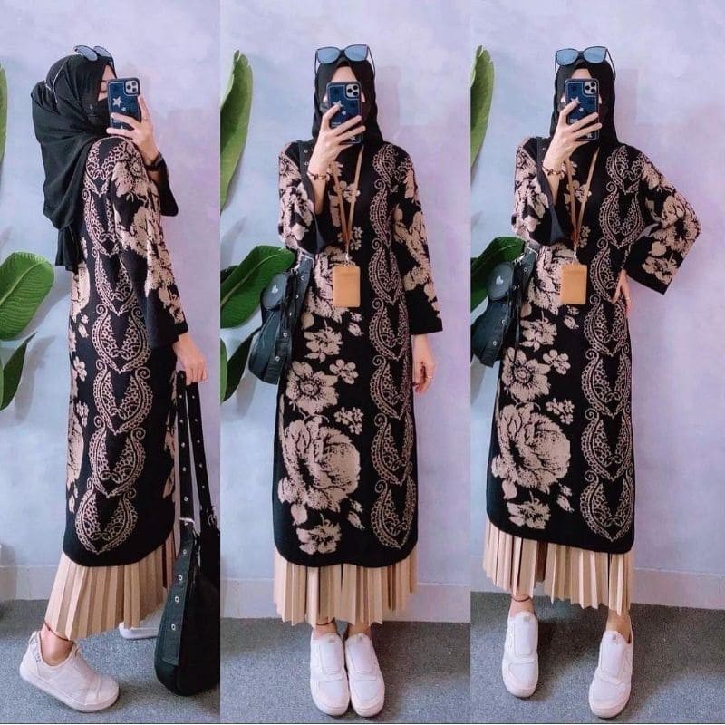 Kalila -  Floral Gamis Rajutan Wanita  / Gamis Rajut Wanita Terbaru Halus