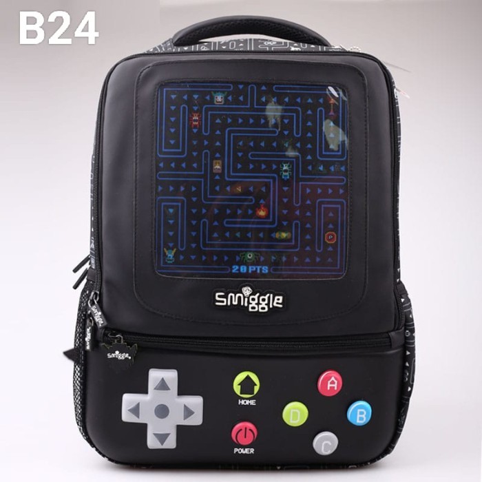 Smiggle Black Dinosaur Backpack Replica Tas Ransel Anak SD SMP Dino - game on black