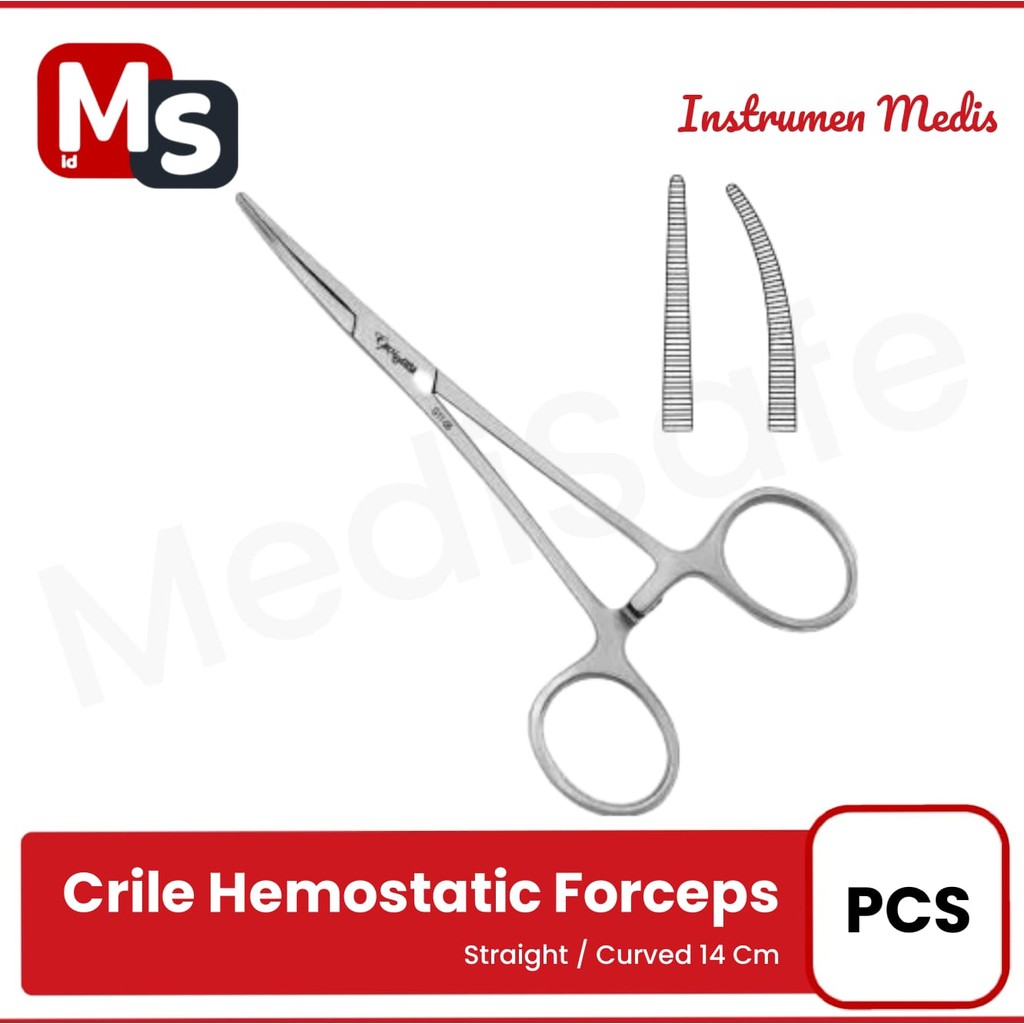 MS Crile Haemostatic Forcep 14 Cm Lurus/ Bengkok Crile Forcep  Instrumen