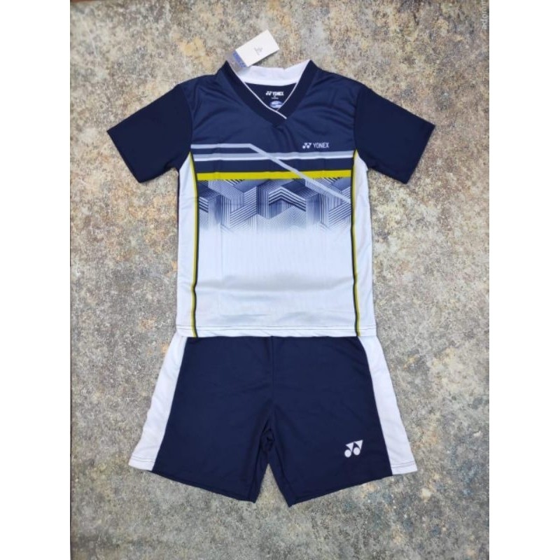 Warna Putih Abstrak Setelan Jersy Anak Printing Badminton Bulu Tangkis Sepak Bola