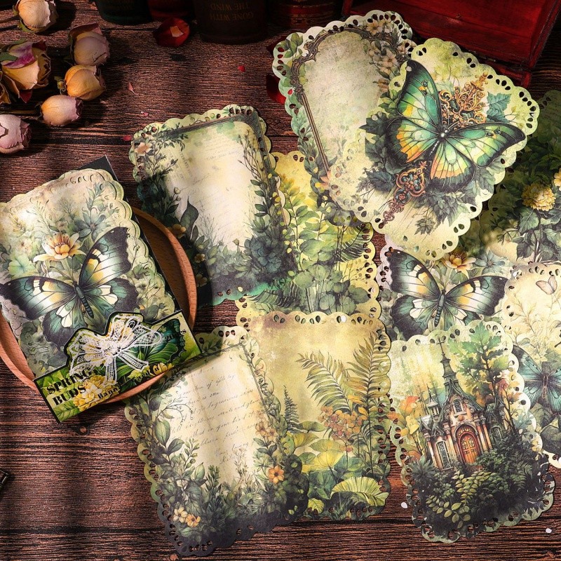 Mr. Paper 4 Style 20 Pcs/ Pack  Lightweight Paper Material Paper American Vintage Plant Flower Butte